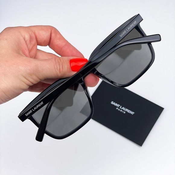 Saint Laurent SL500 001 BRAND NEW Sunglasses Black Gray Square Unisex - Picture 2 of 11